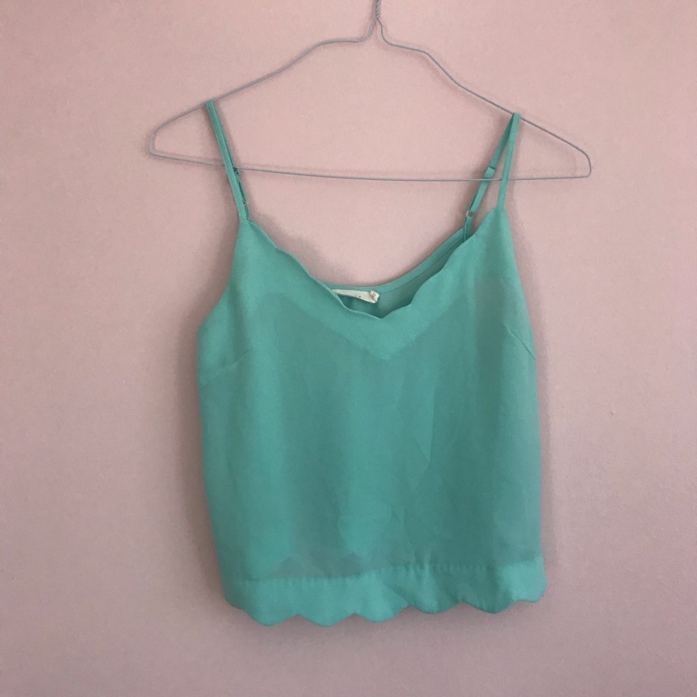 Teal lush cropped tank